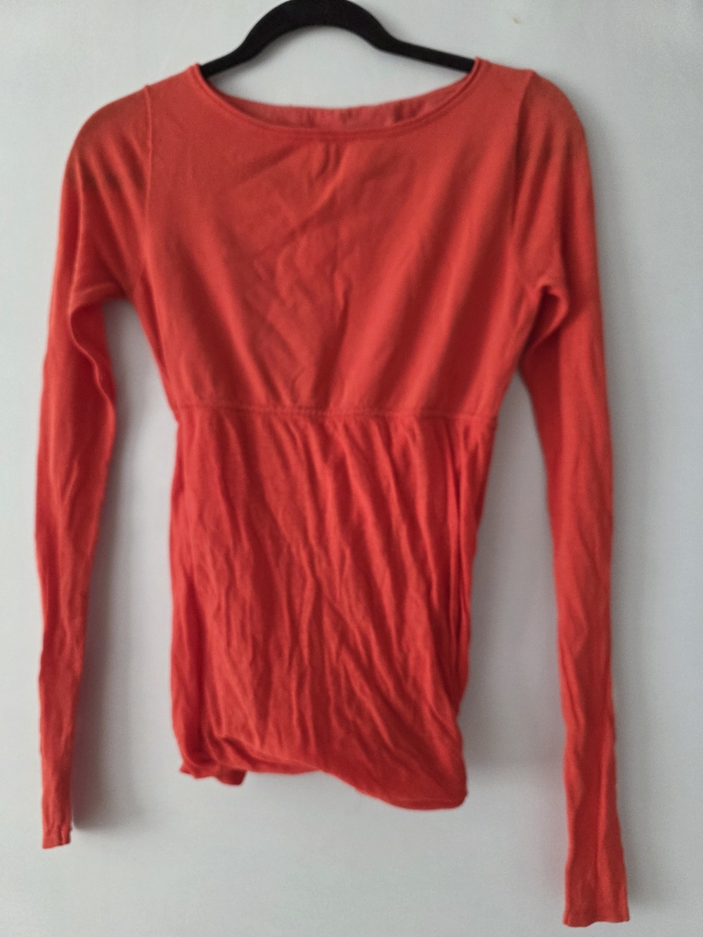Diane Von Furstenberg Coral-Red Long Sleeve Scoop Neck Tee